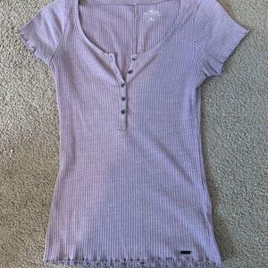 Pastel Lavender Buttoned T